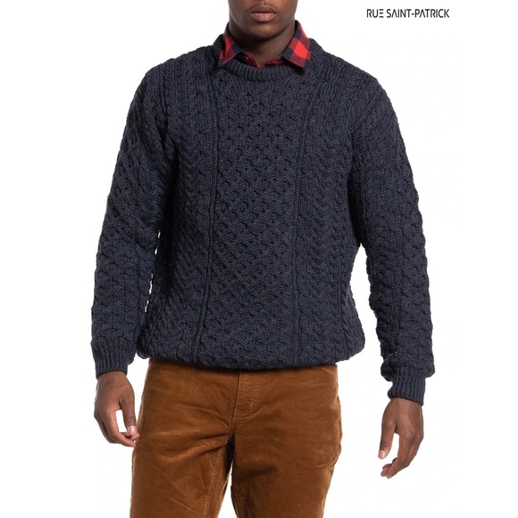 RUE SAINT-PATRICK NWT 100% WORSTED WOOL CREWNECK MIDNIGHT BLUE SWEATER. SIZE XL - Picture 1 of 8